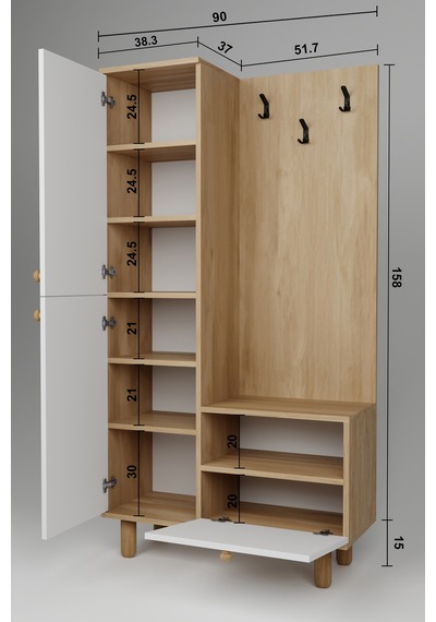 Forma Membran Kapaklı Portmanto 6 Raflı Askılıklı Ayakkabılık Raflı Vestiyer Beyaz - Meşe 90 Cm Ceviz-beyaz Forma Membran Kapaklı Portmanto 6 Raflı Askılıklı Ayakkabılık Raflı Vestiyer Beyaz - Meşe 90 Cm Ceviz-beyaz