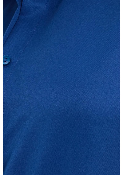 Tudors Kadın Slim Fit Dar Kesim Vücuda Oturan Uzun Kollu Lacivert Basic Gömlek-38823 Lacıvert
