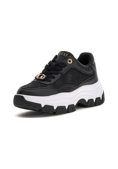 Guess Kadın Berrett2 Monogram Desenli Kalın Tabanlı Sneaker - Siyah 4221490