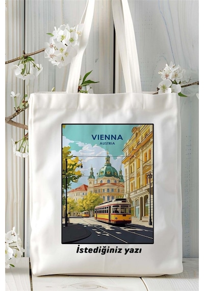 Art Hediye Vienna Baskılı Bez Çanta Omuz Çantası Kişiye Özel Desen Çok Renkli