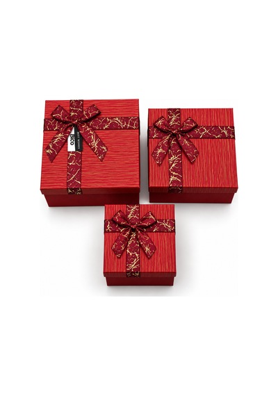 3pcs D.dörtgen Çizgili Mix Renkli Karton Hediye Kutusu Kurdelalı 22.5x15.5-20.5x13.5-18.5x11.5cm 1 Adet