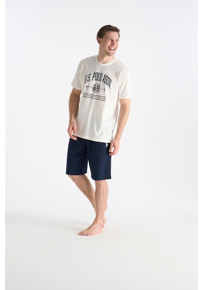 U.S. Polo Assn. Lisanslı Erkek Ekru Şort Takım 19018