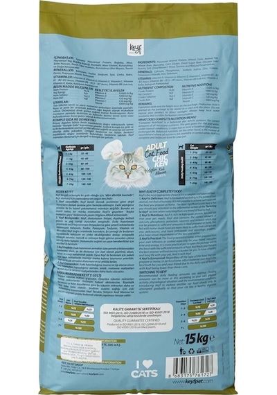 Keyf Tavuklu Yetişkin Kedi Maması 15 KG