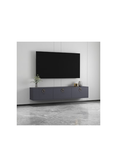 Max 150 Cm Duvara Monte Tv Ünitesi Tv Sehpası Antrasit - Altın Antrasit-antrasit Max 150 Cm Duvara Monte Tv Ünitesi Tv Sehpası Antrasit - Altın Antrasit-antrasit