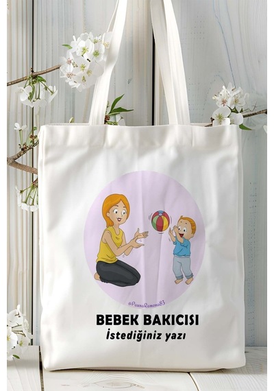 Art Hediye Bebek Bakıcısı Baskılı Bez Omuz Çantası Kişiye Özel Model 30 Çok Renkli