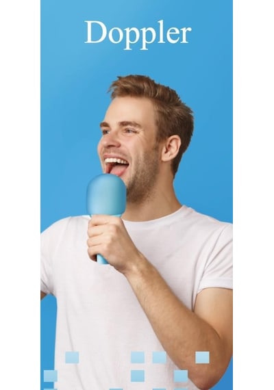 Doppler Rainbow Mavi Karaoke Mikrofonu Ledli Ses Değiştirme Özellikli Işıklı Yeni