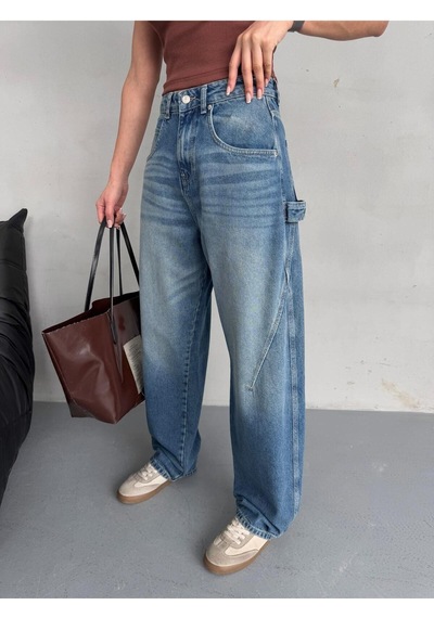 Baloon Fit Dikiş Detaylı Balta Cepli Tint Mavi Jean Mavi+tint Baloon Fit Dikiş Detaylı Balta Cepli Tint Mavi Jean Mavi+tint