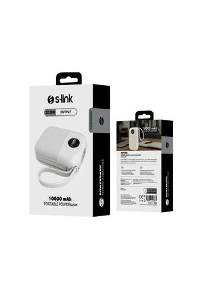 S-link Mp110 10000mah Pd22.5w Type-c+lightning Kablolu Beyaz Pil Şarj Cihazı Powerbank Siyah