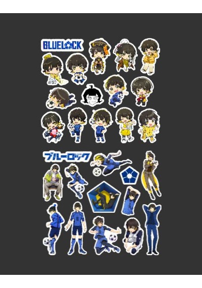 Bluelock-meguru Bachira-parlak Kağıt -2li Sticker Set-telefon Süsleme Blue Lock Beyaz