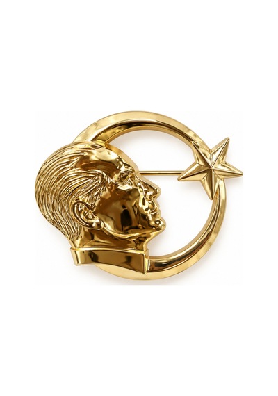 Atatürk Profil Figürlü Ay Yıldız Broş Gold Renk Şık Ceket Aksesuarı Açık Gri