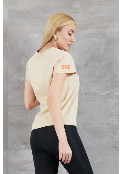 Bigümex D Baskılı T-shirt Bej