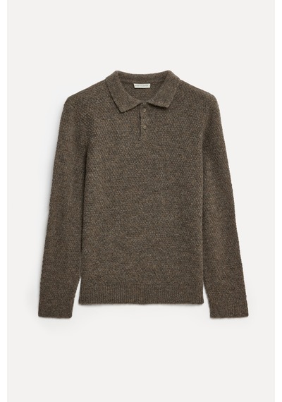 Mudo Erkek Erkek Vizon Rengi Mulineli Polo Yaka Yünlü Kazak 1273457