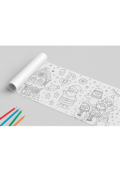 Çocuklar Için Yılbaşı Temalı Boyama Rulosu 30 Cm X 5 M Eğlenceli Aktivite Kağıdı