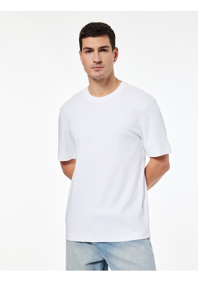 Koton Regular Fit Kısa Kollu Pamuklu Bisiklet Yaka Tişört Ekru 6sam10021mk Ekru