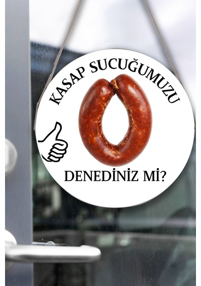 Kasap Dükkanı Cam Kapı Pano Karşılama Tabelası, Kasap İç Mekan İçin Askılı Dükkan Süs Tablo Dekoru