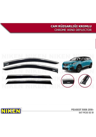 Peugeot 5008 Kromlu Cam Rüzgarlığı 4'Lü Set 2018-2021 Niken