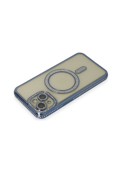 Apple iPhone Uyumlu 15 Kılıf Joke Simli Magneticsafe Kılıf - Lacivert Bz8683140644031