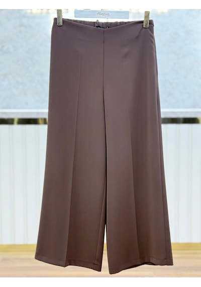 Sentez Sz-5386-k Kahve Renk Arkası Lastikli Kısa Geniş Paça Pantolon Çok Renkli