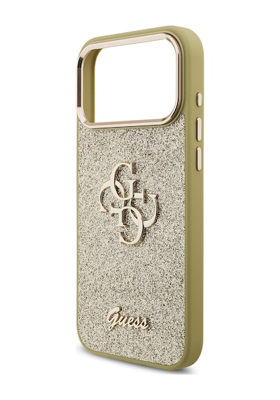 Apple Uyumlu iPhone 17 Pro Max Kılıf Guess Lisanslı 4g Büyük Metal Logolu Glitter Kapak Gold Gold