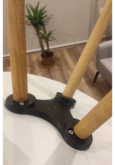 Tekli Yan Sehpa Çiçeklik Saksılık Standı Dekoratif Yan Sehpa Seti Ahşap Ayaklı 33 Cm Çap - Beyaz Beyaz