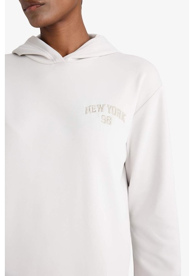 Defacto Defactofit Standart Fit Kapüşonlu Baskılı Skuba Dalgıç Kumaş Sporcu Sweatshirt F1691ax25wnbg721 Bej