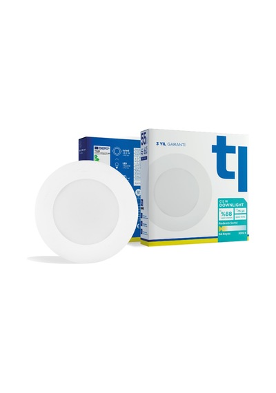Redeem C12W Downlight, Titreşimsiz, Göz Konforu, 747 Lümen, Ilık Beyaz, 3000 Kelvin Beyaz