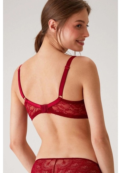 Pierre Cardin Kadın Bordo 6224 Balenli Desteksiz Dantelli Toparlayıcı Sütyen Bordo