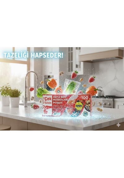 Pırpır Çek Gelsin 100'lü Buzdolabı Poşeti Orta Boy 30'li Paket