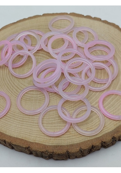 Akik Taşı İnce Boy Yüzük Pembe Alacalı 3mm Kalınlık 59974 Bakır