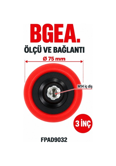 Bgea Esnek Cırtlı Polisaj Makinesi Tabanı 75 Mm 3 İnç M14 Bağlantılı