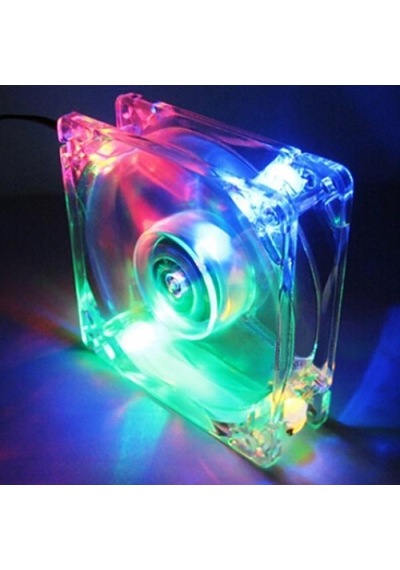 8025 Şeffaf 8cm Led Işıklı Pc Bilgisayar Kasası Soğutucu İçin Şasi Soğutma Fanı