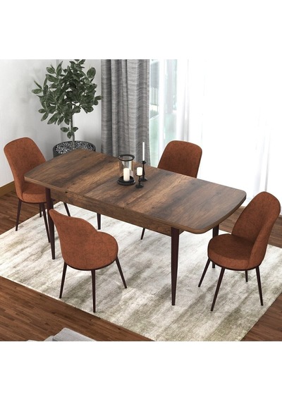Canisa Concept Kor Serisi, 70x114 Açılabilir Yemek Masası Takımı, Barok Ahşap Desen Masa Ve 4 Kiremit Sandalye Masa Barok Sandalyeler Kiremit Canisa Concept Kor Serisi, 70x114 Açılabilir Yemek Masası Takımı, Barok Ahşap Desen Masa Ve 4 Kiremit Sandalye Masa Barok Sandalyeler Kiremit