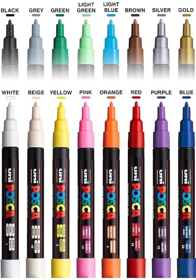 Uni-ball Posca Pc-3m 0.9-1.3mm Marker Kalem Seti 16 Renk Çok Renkli