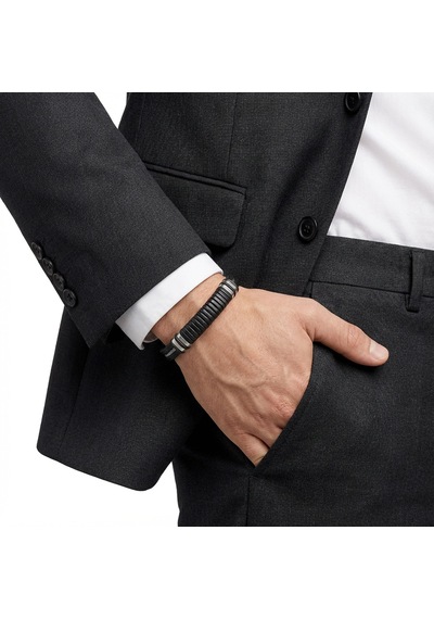 Premium Siyah Deri Ve 316l Halat Çelik Erkek Bileklik 31834b19d2 Siyah - Gümüş
