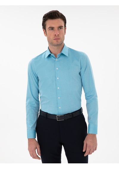 Cacharel Aqua Slim Fit Pamuklu Oxford Gömlek Mavi