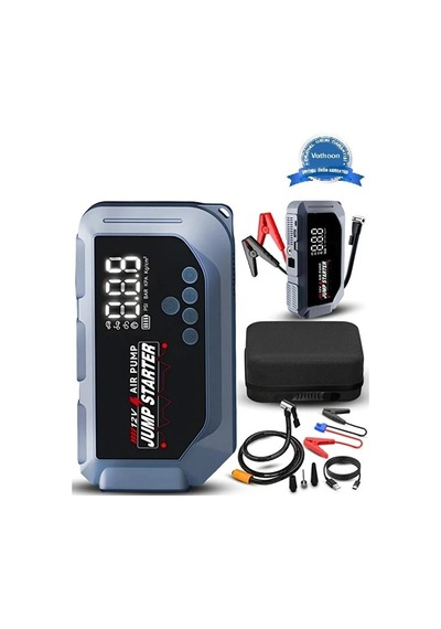 Vtn-605 Şarjlı 12.000 Mah Taşınabilir Çantalı Araç Akü Şarj Takviyeli Işıklı Hava Kompresörü
