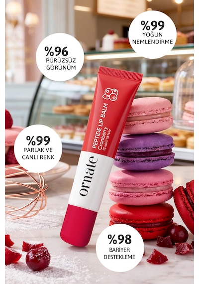 Peptide Lip Balm Cranberry, Nemlendirici, Parlatıcı Lip Balm Kızılcık Ceramide Vitamin E 15ml Kırmızı