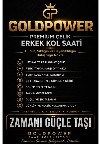 Model Lüks Çelik Erkek Kol Saati Goldiçibeyaz - 644898349 Altın