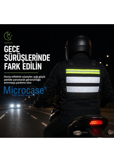 Reflektörlü Motorcu Bisiklet Scooter Kurye Yelek Tipi 2 Gözlü Göğüs Çantası Al5623