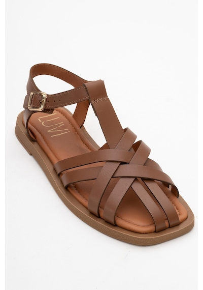 Luvishoes Luvi Shoes Andres Taba Hakiki Deri Kadın Sandalet Taba