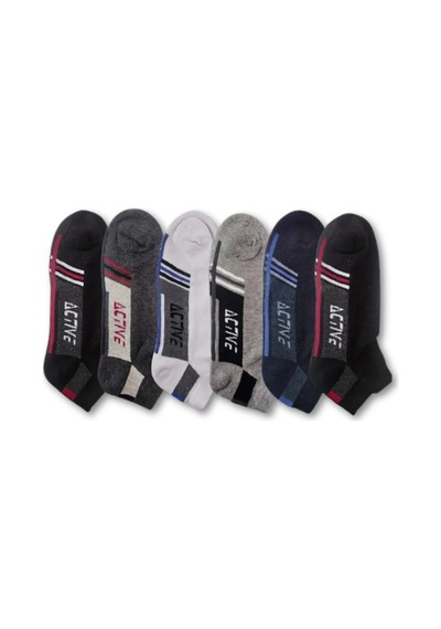 Socketta Spor Dikişsiz 6'lı Karışık Renk Active Patik Çorap Premium Çok Renkli
