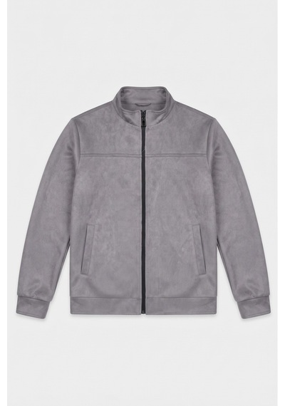 Baselco Dik Yaka Slim Fit Mevsimlik Süet Ceket Gri