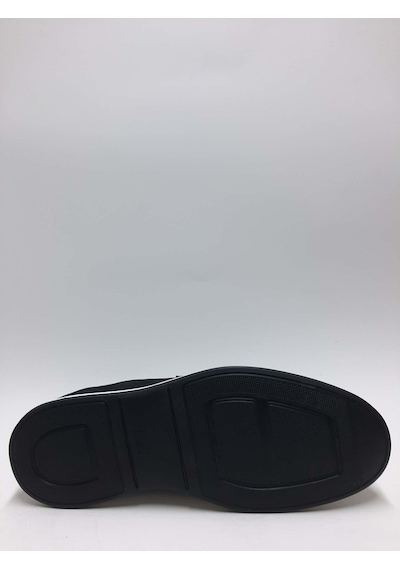 Marutti Hakiki Deri Nubuk Siyah Bağcıksız Yazlık Erkek Ayakkabı C-8971076mrt Siyah Nubuk