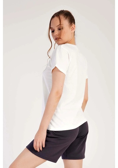 Vienetta Kadın /3 Iplik Kısa Kol Şortlu Pijama Takım, 301011 Beyaz