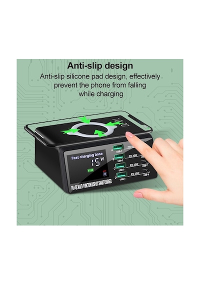 Wlx X9d 110w Çoklu Bağlantı Noktalı Akıllı Şarj Istasyonu + Kablosuz Şarj Cihazı Ac100-240v