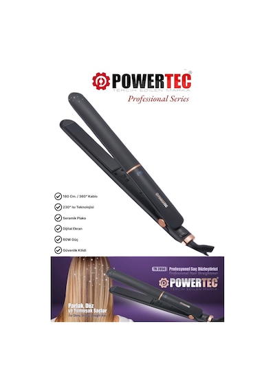 Powertec TR-2850 Seramik Saç Şekillendirici Düzleştirici Siyah