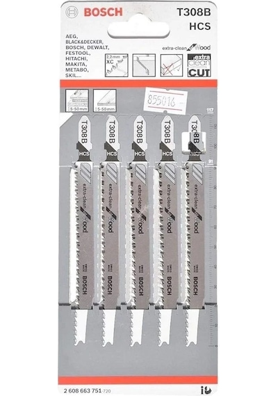 Bosch T 308 B Ahşap Dekupaj Testeresi Bıçağı - 5li  Paket  Ekstra