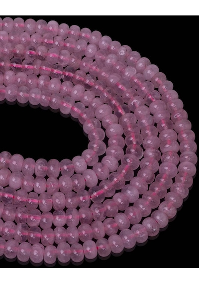 6 x 4 MM Pembe Kuvars Taşı Dizi Gümüş