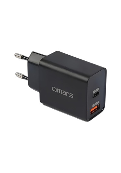 Omars 18w Çift Çıkışlı Type-c - Usb Hızlı Şarj Cihazı Ve 1 Metre Type-c Kablo