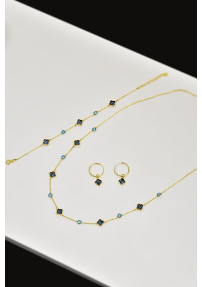 Papatya Silver 925 Ayar Gümüş Gold Kaplama Set